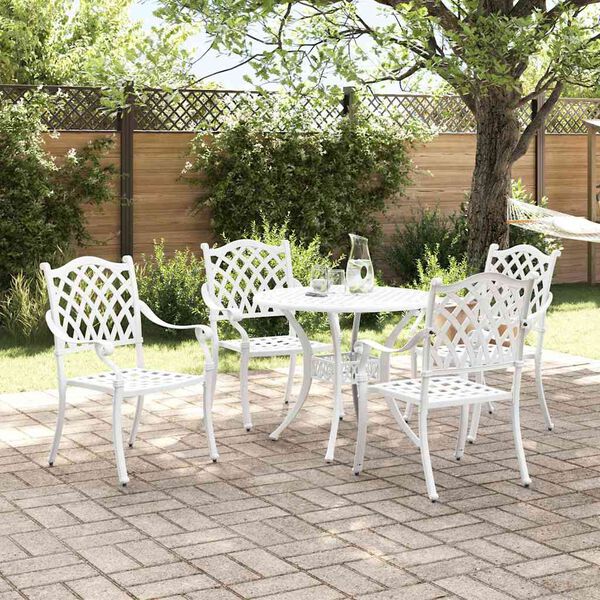 vidaXL Garden Dining Set 5 pcs White Aluminium