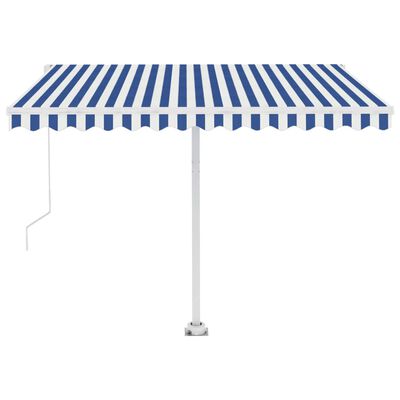 vidaXL Manual Retractable Awning with LED 300x250 cm Blue and White