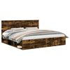 vidaXL Bed Frame Smoked Oak 200 x 200 cm Solid Pine Wood