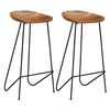 vidaXL Bar Chair | Set of 2 | Natural wood, Black