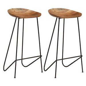 vidaXL Bar Chair | Set of 2 | Natural wood, Black
