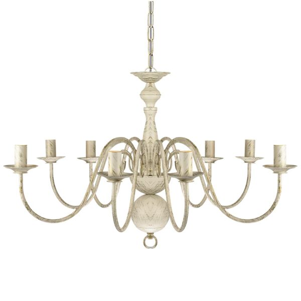 Antique White Metal Chandelier 8 x E14 Bulbs