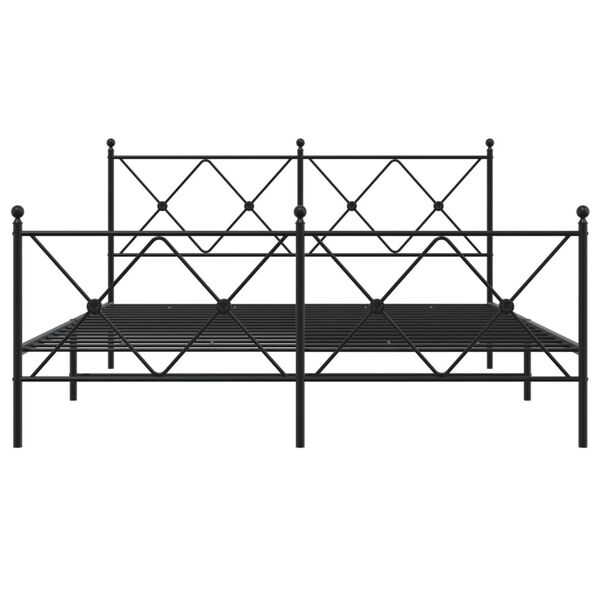 vidaXL Metal Bed Frame without Mattress with Footboard Black 160x200cm
