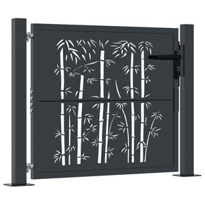 vidaXL Garden Gate Anthracite 100x100 cm Steel Bamboo Design