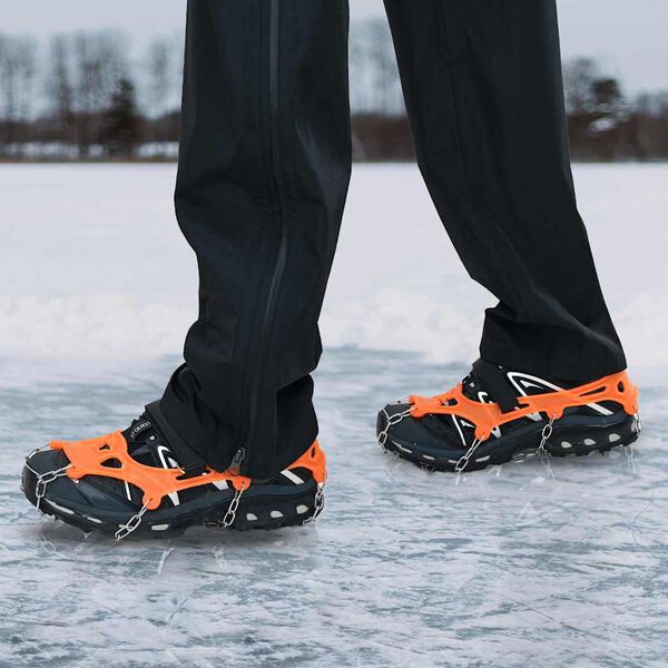 vidaXL Ice Cleats for Shoes with 10 Spikes Orange S Stainless Steel