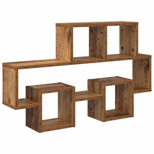 vidaXL Wall Shelf with Shelf Old wood 82 x 15 x 51 cm Engineered wood