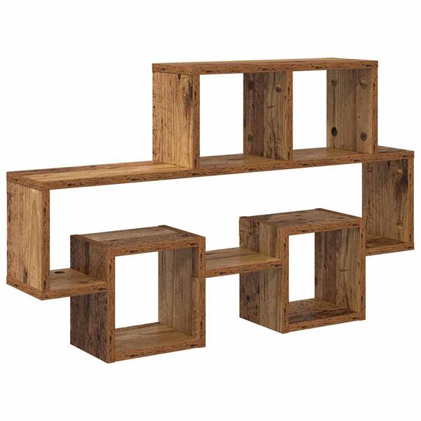 vidaXL Wall Shelf with Shelf Old wood 82 x 15 x 51 cm Engineered wood