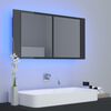 vidaXL LED Bathroom Mirror Cabinet High Gloss Grey 90x12x45 cm Acrylic