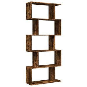 vidaXL Room Divider Bookcase 5-Tier Smoked Oak 70x24x161 cm Engineered Wood