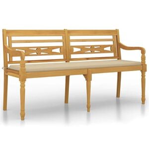 vidaXL Bench | Beige | Solid Teak Wood | 150 cm | Garden Bench | Rectangular