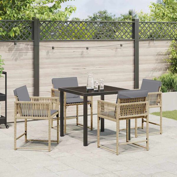 vidaXL Garden Dining Set 5 pcs Beige Poly Rattan