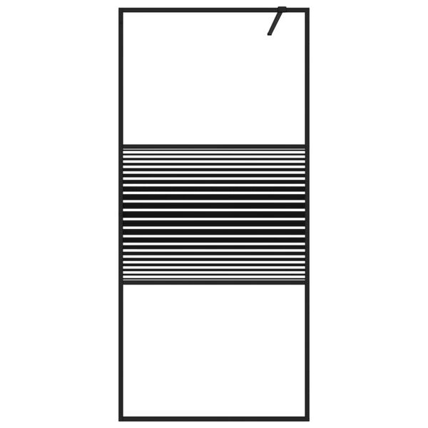 vidaXL Walk-in Shower Wall Black 90x195 cm Clear ESG Glass