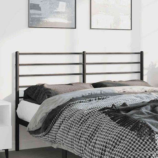 vidaXL Metal Headboard Black 150 cm