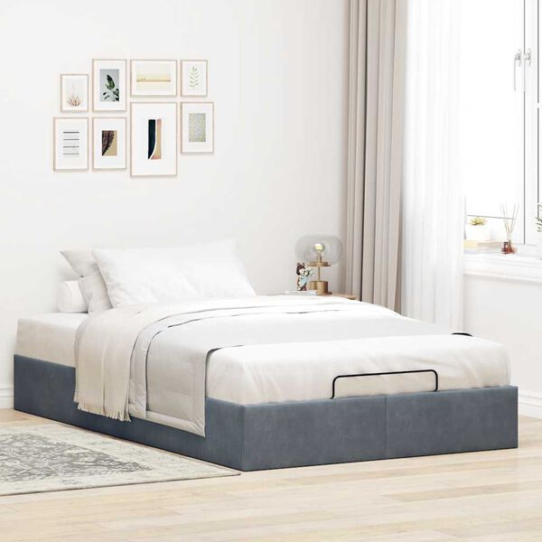 vidaXL Ottoman Bed Frame No Mattress Dark Grey Double Velvet