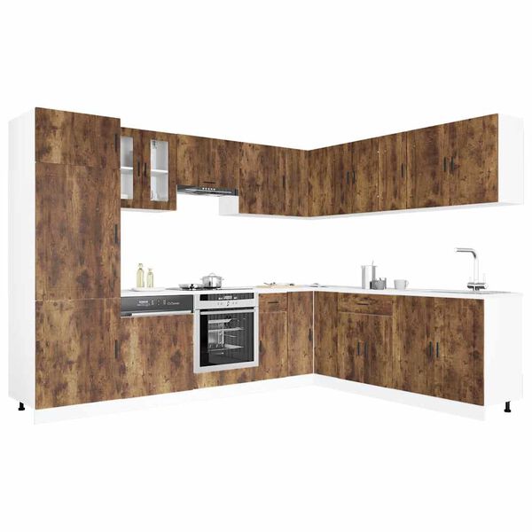vidaXL 14 Piece Kitchen Cabinet Set Porto Smoked Oak Engineered Wood
