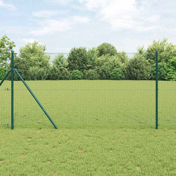 vidaXL Fence Post Green 25 x 1.4 m (25 x 25 mm mesh) Steel and PVC