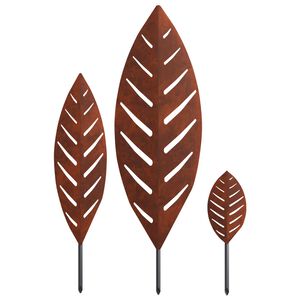 vidaXL Garden Stake 3 pcs 116.5 x 35 x 3 cm Rusty Weathering Steel