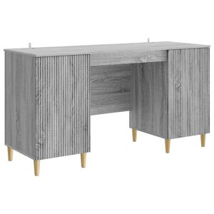 vidaXL Desk with Shelf Grey Sonoma 142.5 x 50 x 75 cm Engineered Wood