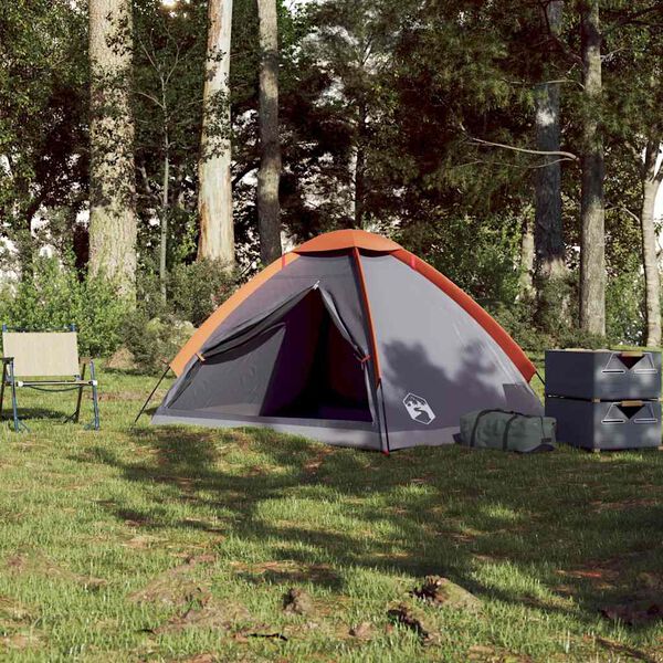 vidaXL Camping Tent Dome 2-Person Grey and Orange Waterproof
