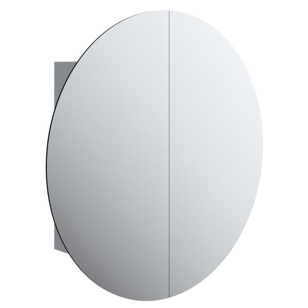 vidaXL Bathroom Cabinet with Round Mirror&LED Grey 54x54x17.5 cm
