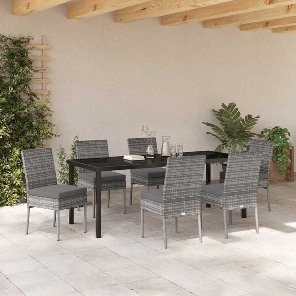 vidaXL Garden Dining Set 7 pcs Grey Powder-Coated Steel