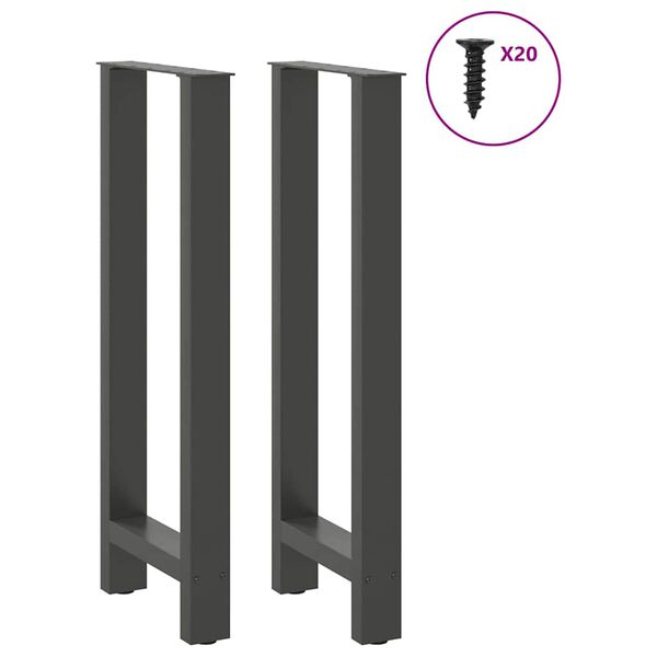 vidaXL Bar Table Legs Anthracite 2 pcs 40x(100-101) cm Steel