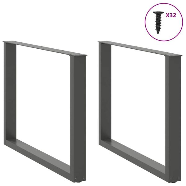 vidaXL Dining Table Legs U-Shaped 2 pcs Anthracite 100x(72-73) cm Steel