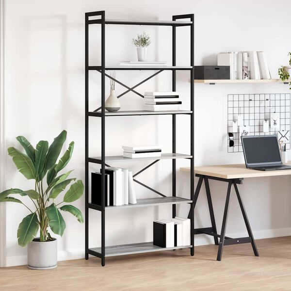 vidaXL Bookshelf Grey sonoma 80 x 30 x 190 cm Engineered Wood