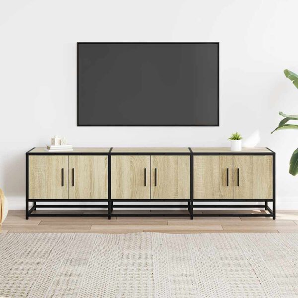 vidaXL TV Cabinet Sonoma Oak 150x35x41 cm Engineered Wood and Metal