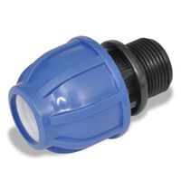 vidaXL PE Hose Connector Male Threaded Adapter 16 Bar 20mm to 3/4 inch 2pcs