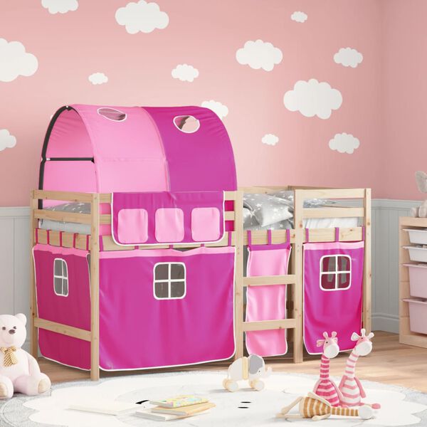 vidaXL Kids' Loft Bed with Tunnel without Mattress Pink 80x200 cm