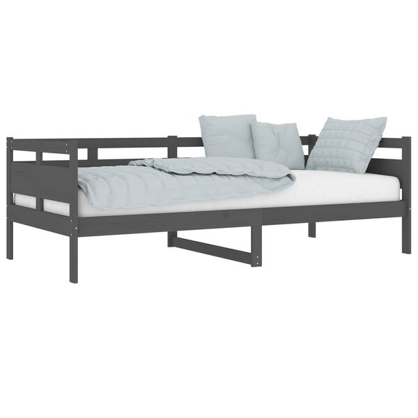 vidaXL Day Bed without Mattress Grey Solid Wood Pine 90x200 cm