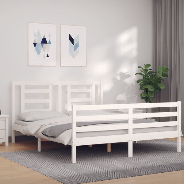vidaXL Bed Frame without Mattress White 160x200 cm Solid Wood