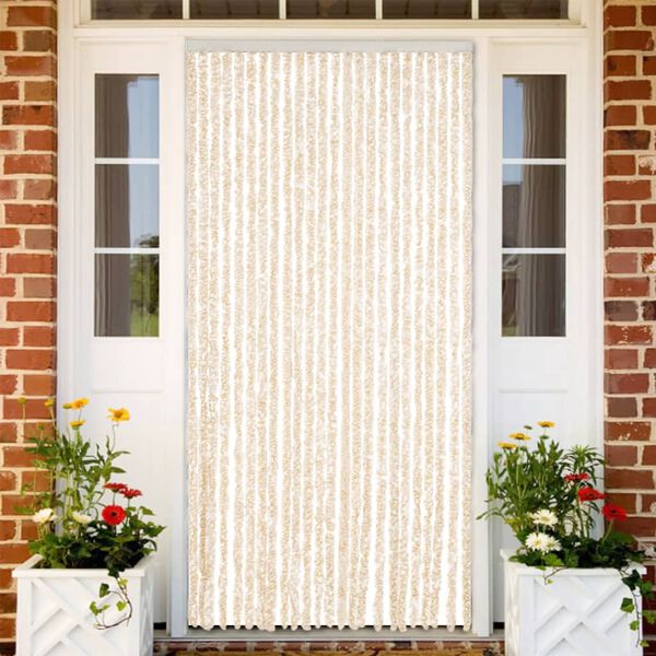 vidaXL Fly Curtain Beige and White 100x200 cm Chenille