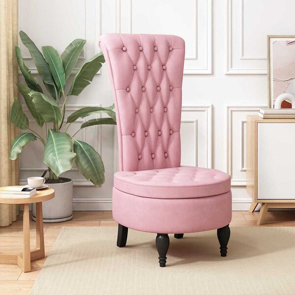 vidaXL HighBackChair Pink 56.5 x 70 x 110 cm Velvet