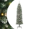vidaXL Artificial Slim Christmas Tree Green and White 210 cm