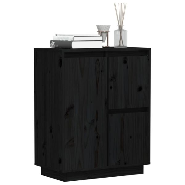 vidaXL Sideboard Black 60x34x75 cm Solid Wood Pine