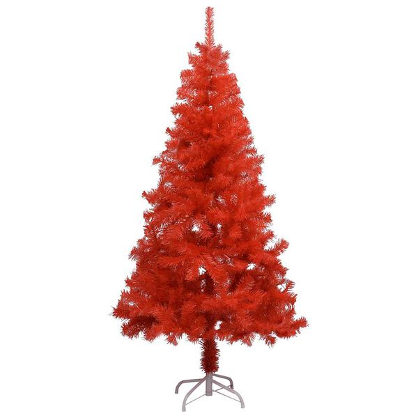 vidaXL Artificial Pre-lit Christmas Tree with Ball Set Red 120 cm PVC