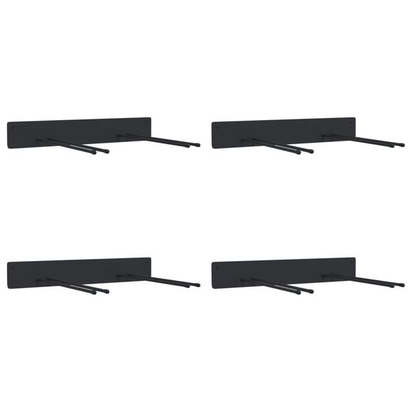 vidaXL Garden Tool Storage Racks Wall Mounted 4 pcs Black&nbsp;Steel