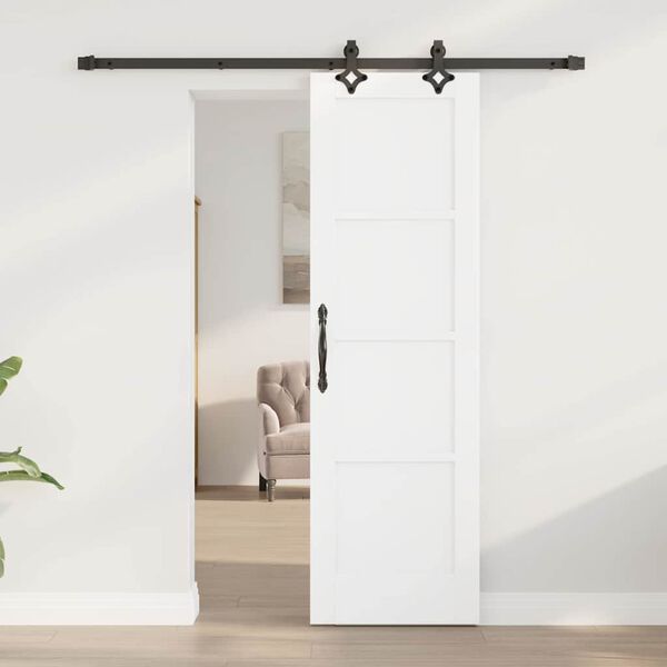 vidaXL Sliding Door White and Black 61 x 198.5 cm Solid Pine Wood