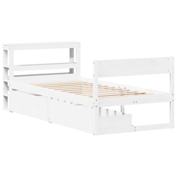 vidaXL Bed Frame without Mattress White 90x190 cm Single Solid Wood Pine