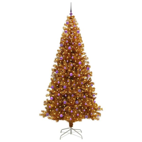 vidaXL Christmas Tree with 300 LEDs with Stand Gold 240 cm PET