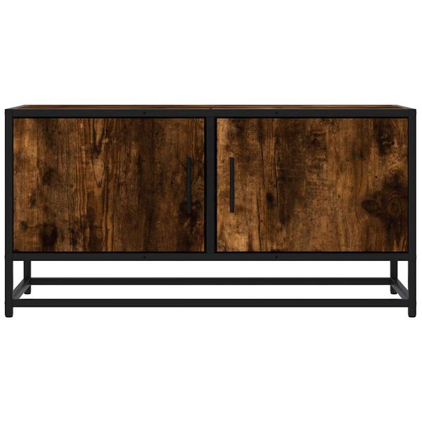 vidaXL TV Cabinet Smoked Oak 80x34.5x40 cm Engineered Wood and Metal
