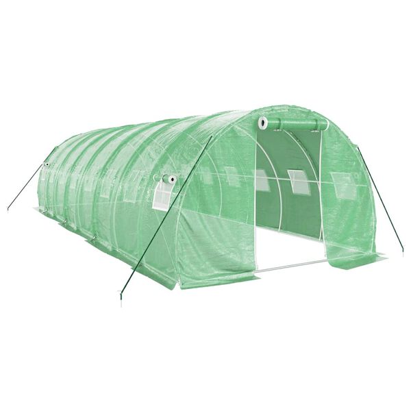 vidaXL Greenhouse with Steel Frame Green 24 m² 8x3x2 m