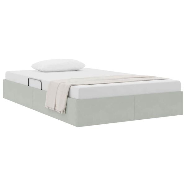 vidaXL Storage Bed with Mattress Light Grey 120 x 200 cm Velvet