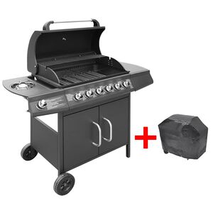 vidaXL Gas Barbecue Grill 6+1 Cooking Zone Black