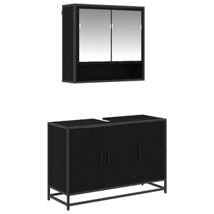 vidaXL Bathroom Furniture Set 2 pcs Black Oak Engineered Wood