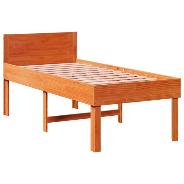 vidaXL Bed Frame without Mattress Wax Brown 90x200 cm Solid Wood Pine