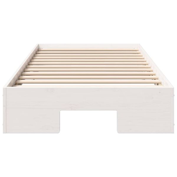 vidaXL Floor Bed Frame with Storage White 80 x 200 cm Solid pine wood