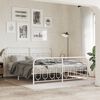 vidaXL Metal Bed Frame without Mattress with Footboard White 180x200cm